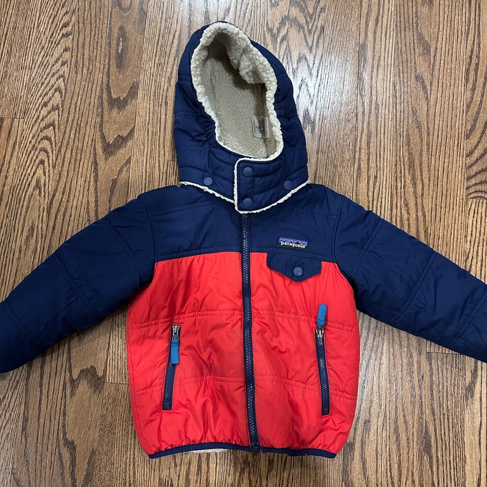 Patagonia Red and Navy Reversible Tribbles Jacket